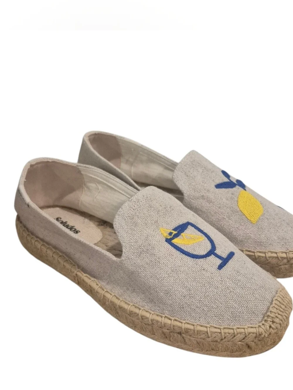New Soludos Limoncello Espadrille Smoking Size 7 Loafer Shoes Tan Lemon